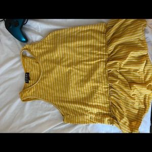 Yellow striped tank top.